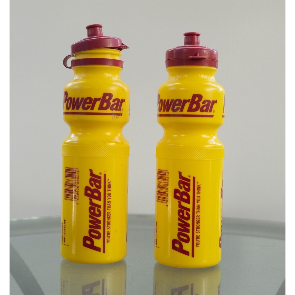 Euro Bottle PowerBar Cyclist Water Bottle Lot of 2 OS Yellow Good 0.75L Retro